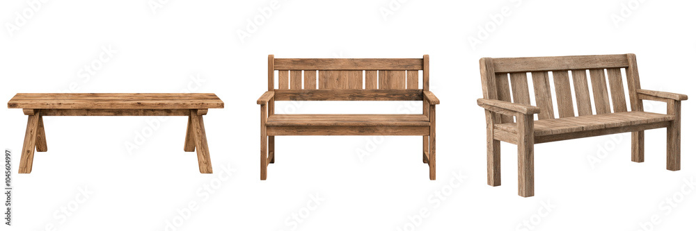 rustic wooden furniture pieces, showcasing a natural, weathered design suitable for outdoor or indoor settings. clipart, collection, isolated on transparent background rustic wooden furniture pieces, showcasing a natural, weathered design suitable for outdoor or indoor settings. clipart, collection, isolated on transparent background