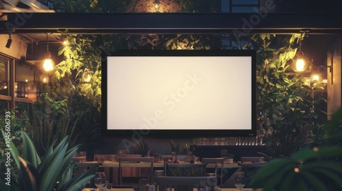 Blank Projector Screen at Outdoor Patio