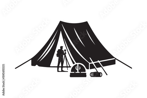 Camping Tent silhouette vector illustration, Camping Tent silhouette vector