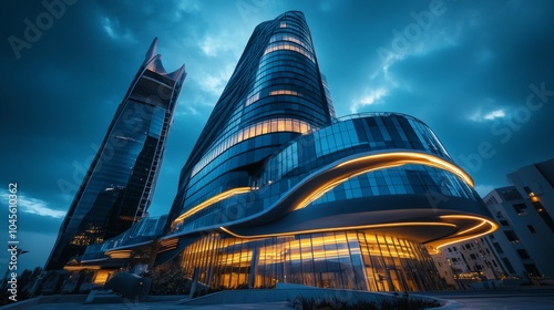 KAFD Buildings in Riyadh. Illuminating the Skyline at Blue Hour