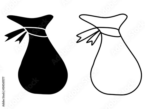 Clean and minimalist outline vector icon of a plastic bag, perfect for various graphic design applications.