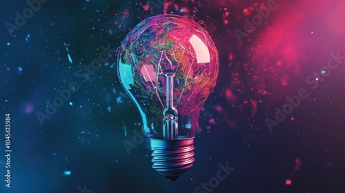 Colorful Light Bulb with Creative Spark