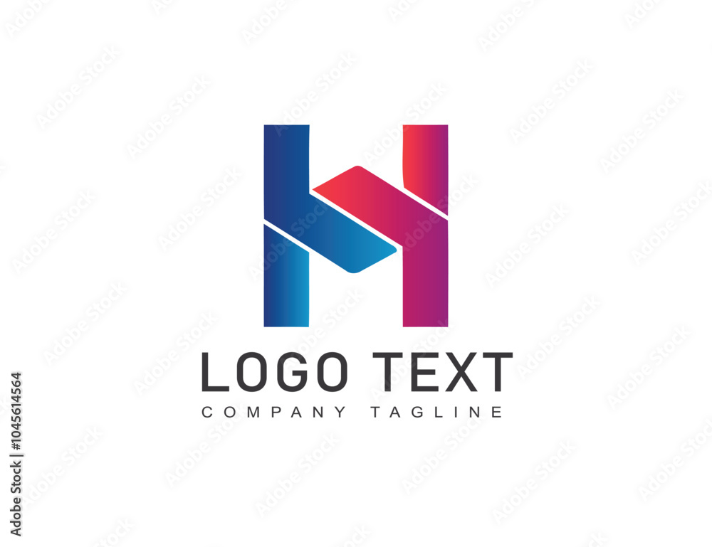 Letter h front view theme logo template Letter h front view theme logo template