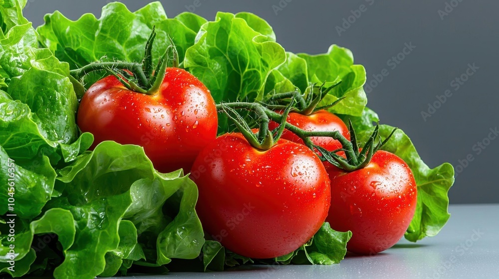A photostock of fresh lettuce, tomatoes, and other vegetables, white background, high resolution A photostock of fresh lettuce, tomatoes, and other vegetables, white background, high resolution