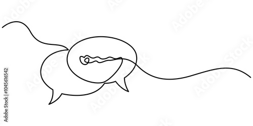 Speech Bubble Single Line Icon, One line message bubble on a white background. Conversational elements of an artistic message. Communication cloud, blank dialog text neat vector design