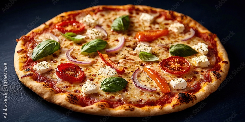 Delicious Greek Pizza with Feta Tomatoes and Basil Delicious Greek Pizza with Feta Tomatoes and Basil
