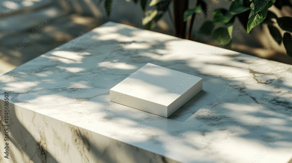 A sleek business card mockup lies on a marble surface, gently lit by natural light A sleek business card mockup lies on a marble surface, gently lit by natural light