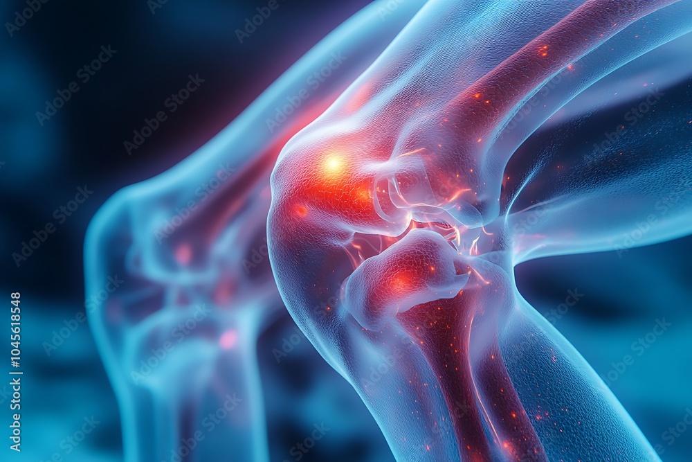 3D illustration of a painful knee joint 3D illustration of a painful knee joint