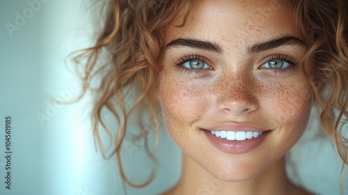 close up portrait of a beautiful girl with perfect white teeth 