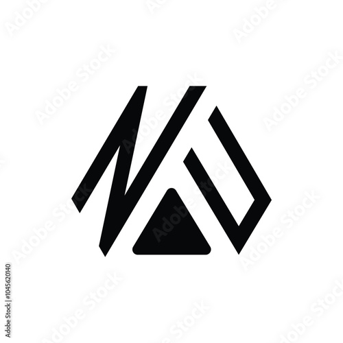 NU letter logo design on Black background. NU creative initials letter logo concept. NU letter design.	