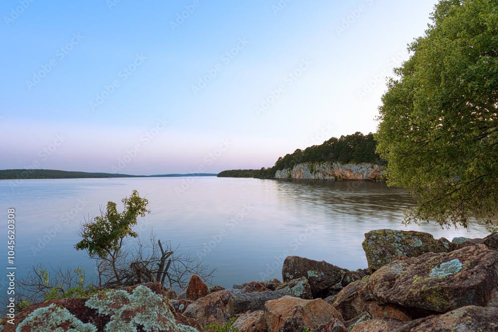 Lakeside Tranquility at Atoka Oklahoma Park at Dusk.
