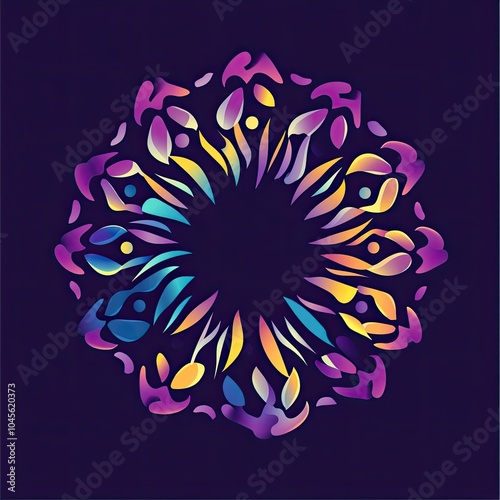Abstarct logo of empowerment with a circle of interconnected geometric shapes flowing lines, forming a continuous loop representing unity collaboration with a subtle glowing light, vibrant colours.