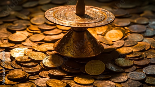 Close-Up of Chocolate Gelt Coins for Holiday Celebrations photo