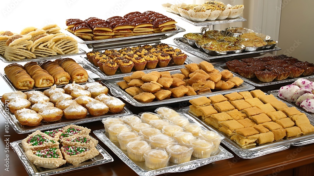 Fototapeta premium Colorful Diwali Feast with Sweet Treats and Desserts