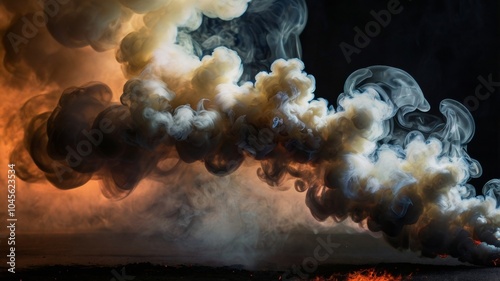 pazhar smoke with fire. fire extinguishing