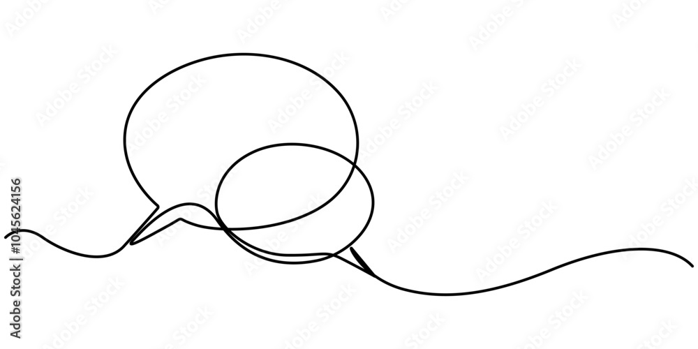Speech Bubble Single Line Icon, One line message bubble on a white background. Conversational elements of an artistic message. Communication cloud, blank dialog text neat vector design