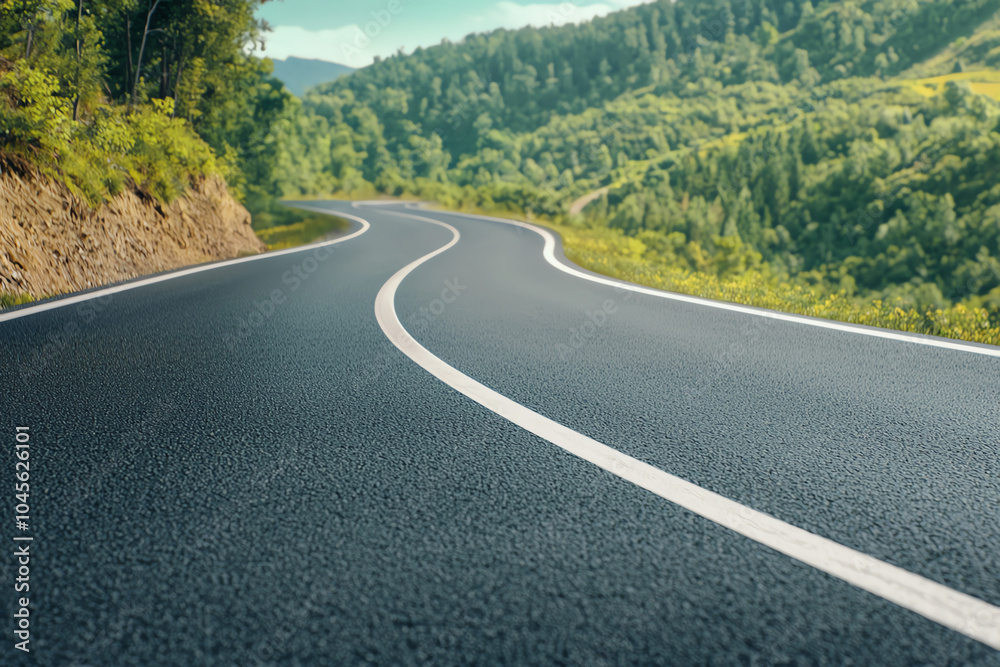 Fototapeta premium Winding journey through serene landscapes embracing nature's beauty on the open road