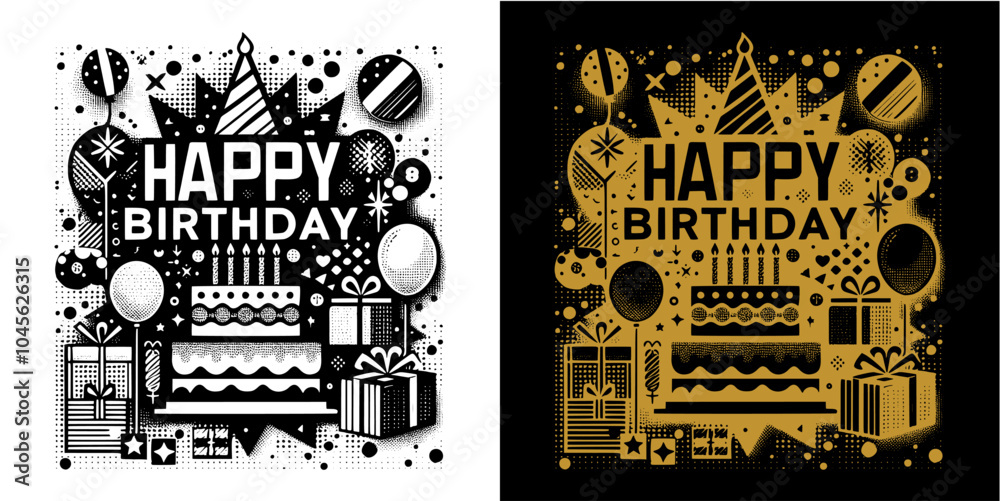 Obraz premium happy birthday card with sparkling design