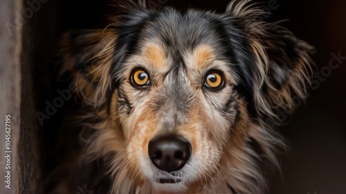 A Close-Up of a Dog With Striking Eyes Looking Curiously