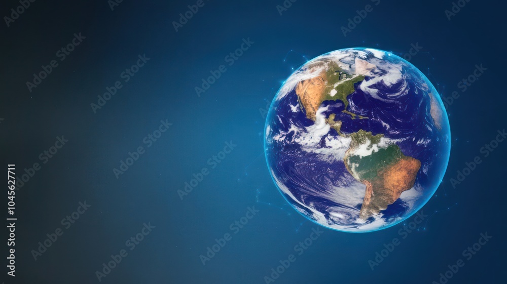 Fototapeta premium Earth Viewed From Space Highlighting Oceans, Continents, and Atmospheric Details in Vibrant Colors
