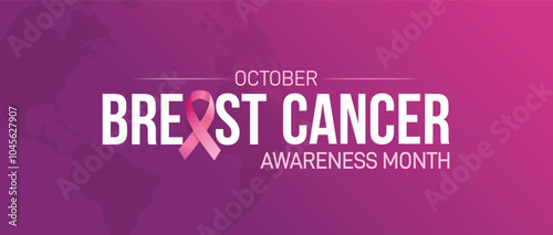 October - Breast cancer awareness month with ribbon vector illustration background.