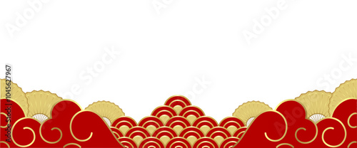 background chinese new year banner vector pattern scales and cloud