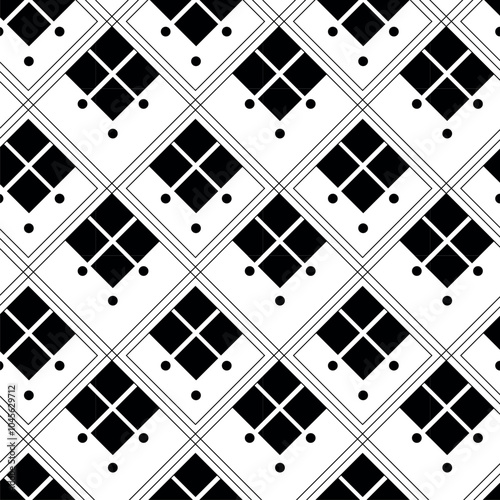 Abstract geometric pattern with crosses, stripes, lines. Seamless vector background. White and black ornament. Modern reticulated graphic design.