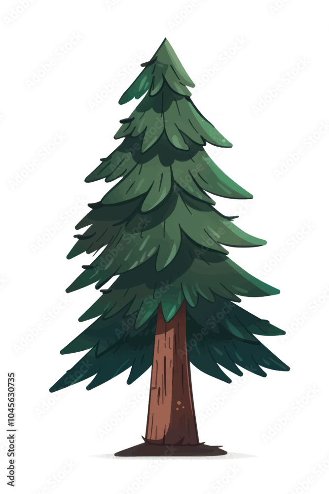 Tall evergreen cartoon tree illustration. Tall evergreen cartoon tree illustration.
