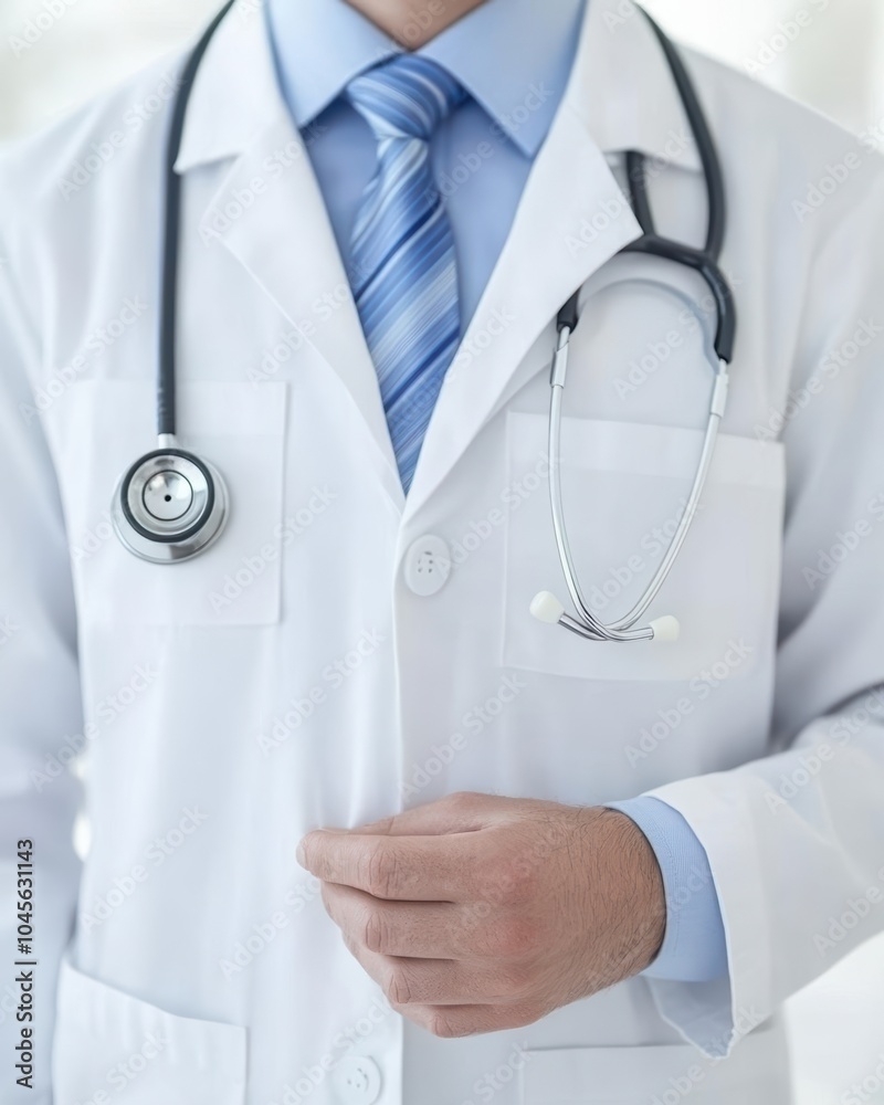 Doctor in white coat with stethoscope, focusing on patient care and medical professionalism. Doctor in white coat with stethoscope, focusing on patient care and medical professionalism.