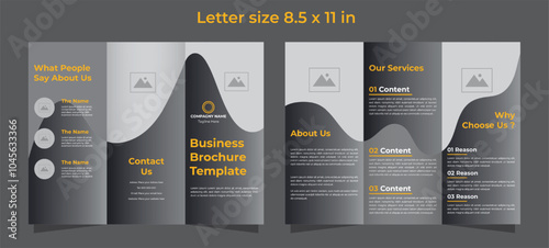 Trifold brochure for corporate in black and yellow colors