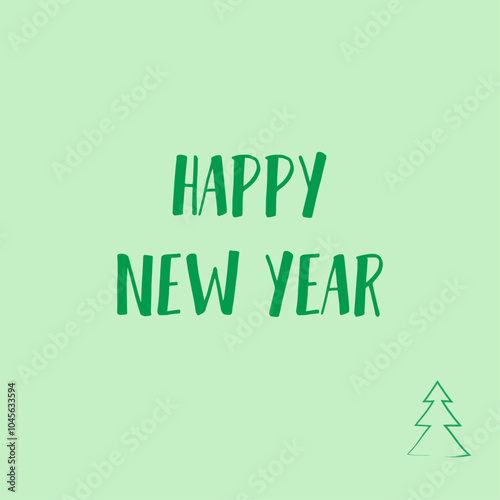 New Year's card with christmas tree. 2025 New Year. Year of the snake. Merry Christmas and Happy New Year. Green vector illustration.