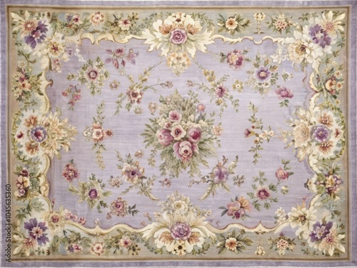 Soft Lavender Aubusson Rug with Romantic Floral Design Perfect for Elegant Home Decor and Interiors photo