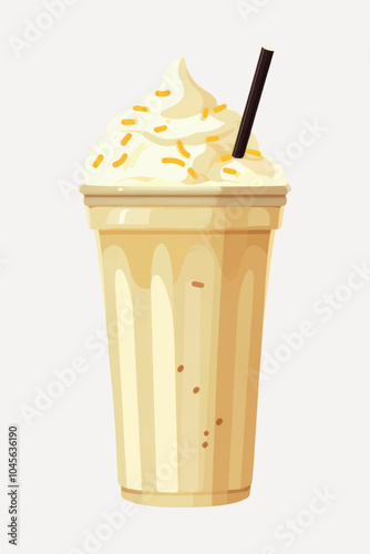 Creamy vanilla milkshake with sprinkles