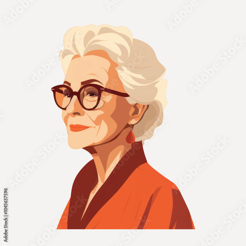 Elegant elderly woman portrait illustration