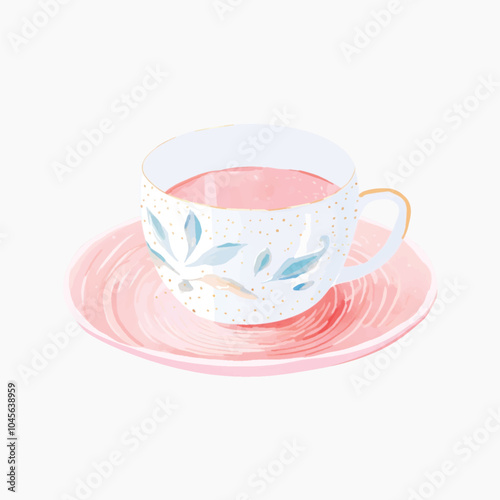 Elegant floral teacup illustration