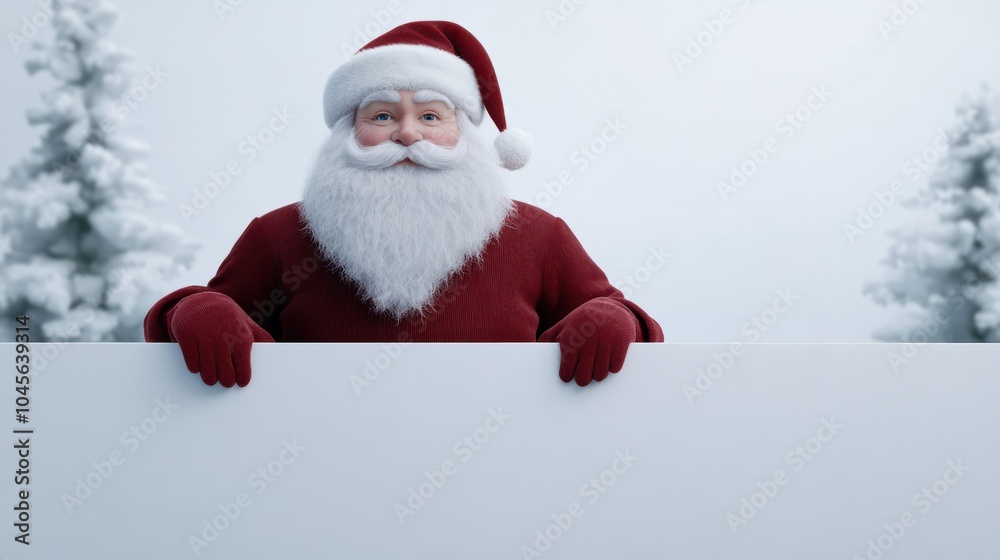 Santa claus sitting on a white banner Santa claus sitting on a white banner
