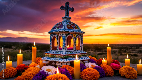 Festive Mexico's Day of the Dead Banner Vibrant Cultural Art suitable for business background, posters, wallpapers, banners, greeting cards, and advertising for business entities or brands.