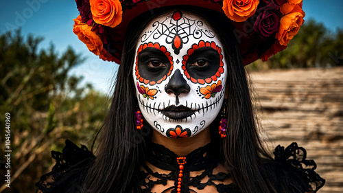 Festive Mexico's Day of the Dead Banner Vibrant Cultural Art suitable for business background, posters, wallpapers, banners, greeting cards, and advertising for business entities or brands.