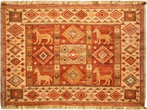 Warm Terracotta Tribal Rug in Rectangular Shape Adding Cozy Vibes to Modern Interior Décor