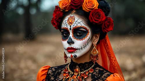 Festive Mexico's Day of the Dead Banner Vibrant Cultural Art suitable for business background, posters, wallpapers, banners, greeting cards, and advertising for business entities or brands.