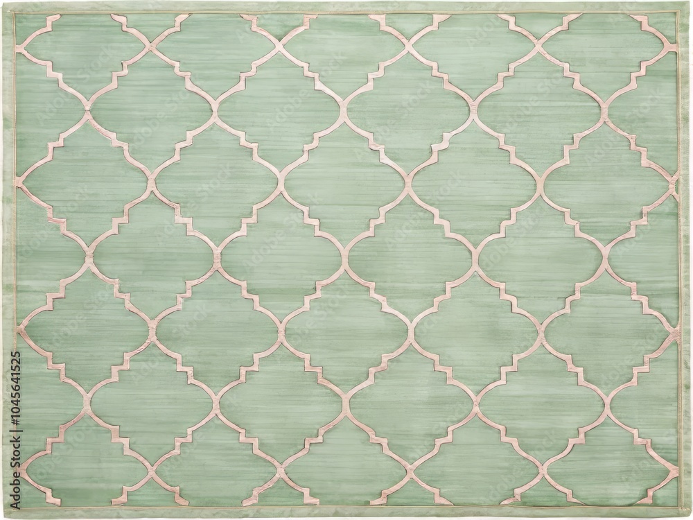 Fototapeta premium Soft Mint Green Moroccan Trellis Rug with Floral Design for Modern Home Decor and Interior Styling
