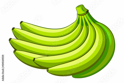 Green bananas isolated on white