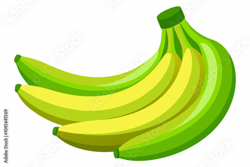 Green bananas isolated on white