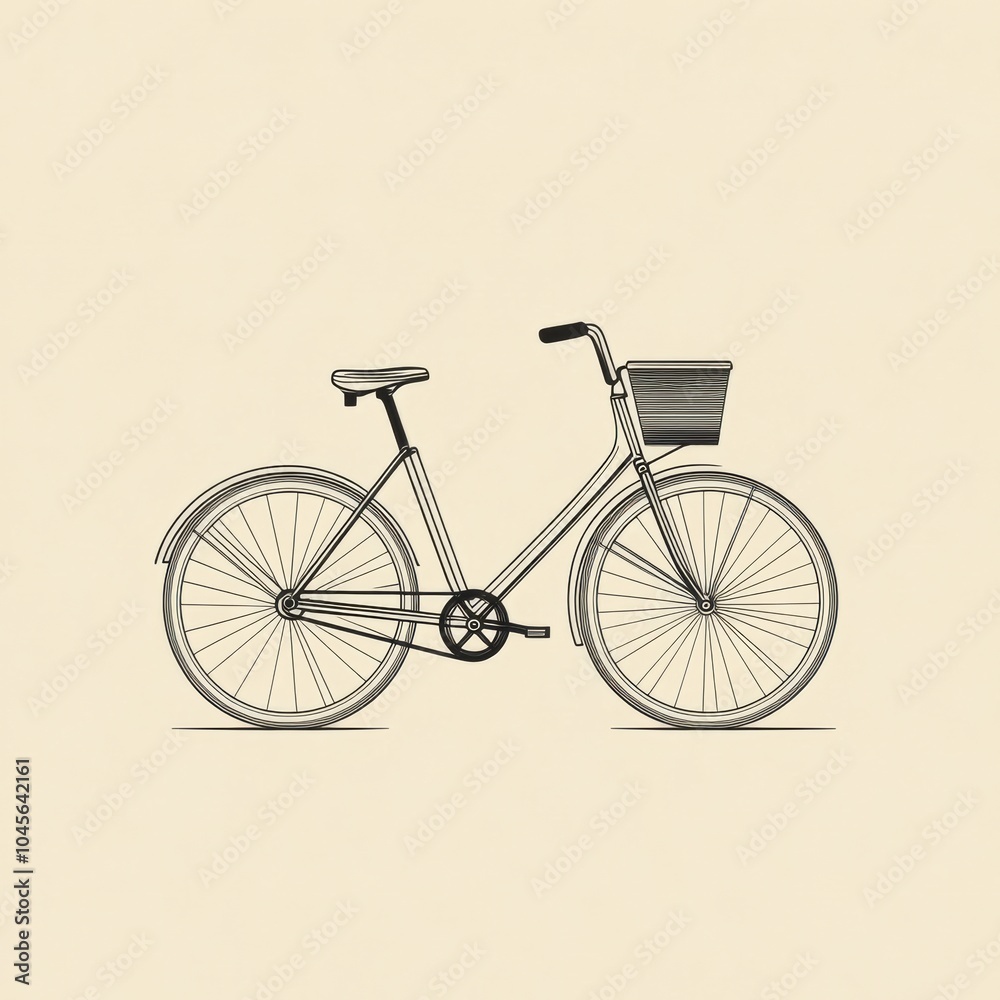 This stylish bicycle features a basket, representing a commitment to eco-friendly transportation in a tranquil environment. Generative AI This stylish bicycle features a basket, representing a commitment to eco-friendly transportation in a tranquil environment. Generative AI