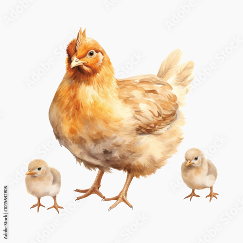 Hen with two chicks