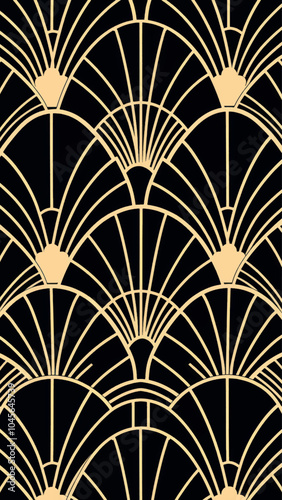 Art deco seamless wallpaper pattern architecture vault ceiling.