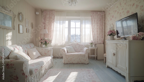 Shabby Chic Family Room Vintage Design high detail