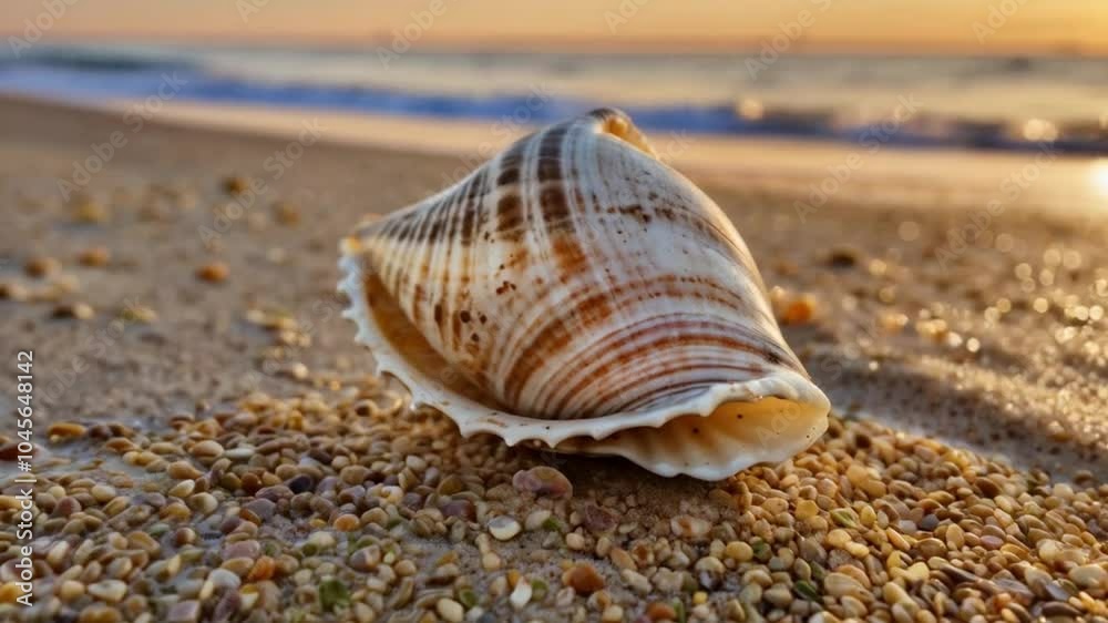 Seashells touch pebbles where water flows Seashells touch pebbles where water flows