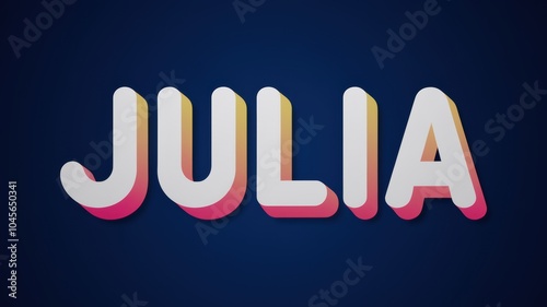 Colorful 3D Text Design: 'JULIA' in vibrant pink and cream on a dark background, ideal for branding and creative projects. photo