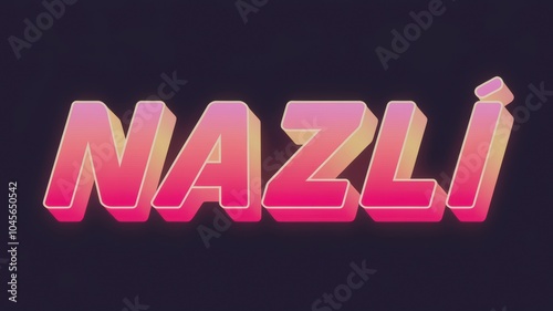 Vibrant Retro Text: Colorful 3D 'NAZLI' Design for Modern Art and Branding Projects photo